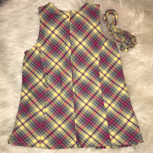 TCP PINK & Yellow plaid Dress w/ matching bow headband size 18 months - Picture 3 of 10